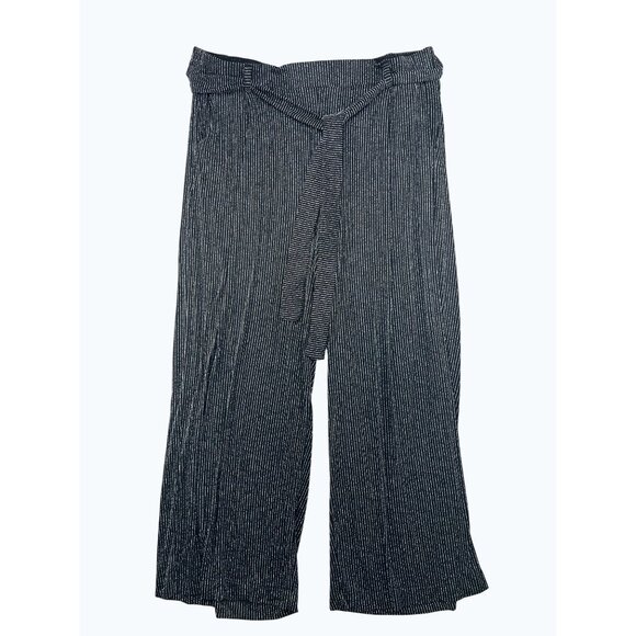 Torrid Womens Black & Silver Metallic Striped Wide-Leg Pants Size 3X - Picture 4 of 13